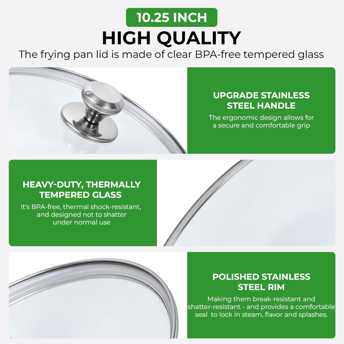 10.25 Inch Tempered Glass Lid with Stainless Steel Knob D67785