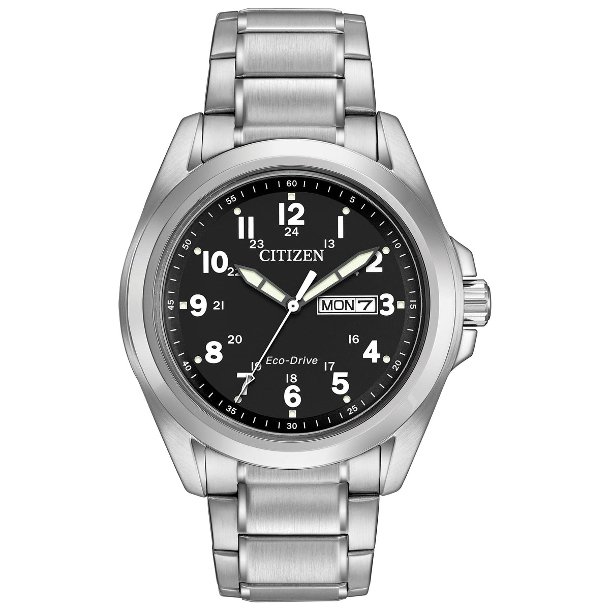 Stainless Steel Black Dial 43mm Field Watch Y755