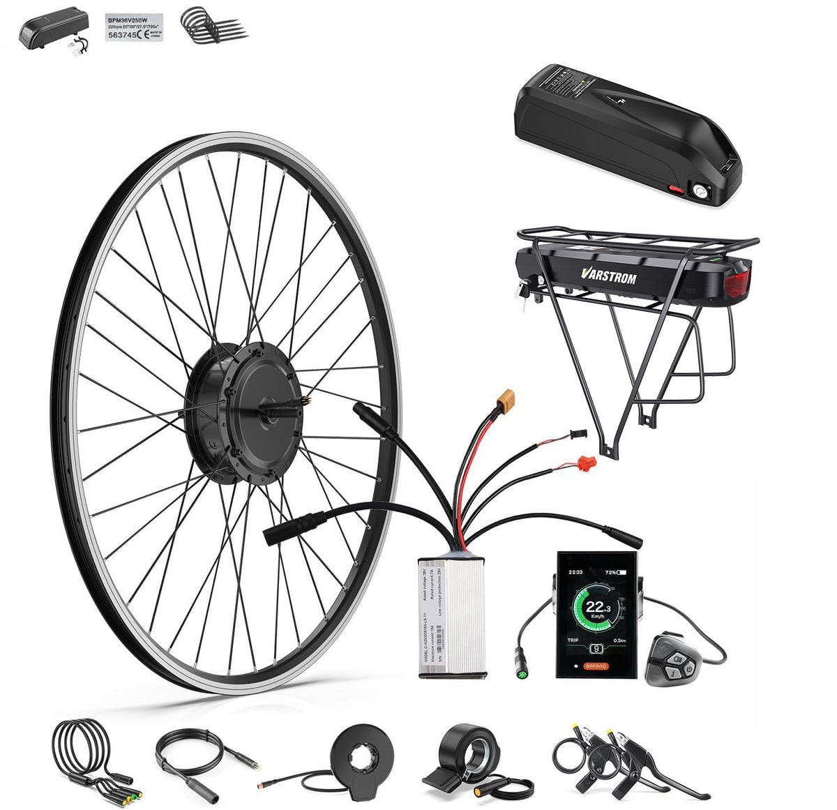 48V 500W Front Wheel Hub Motor Ebike Conversion Kit with Battery H755