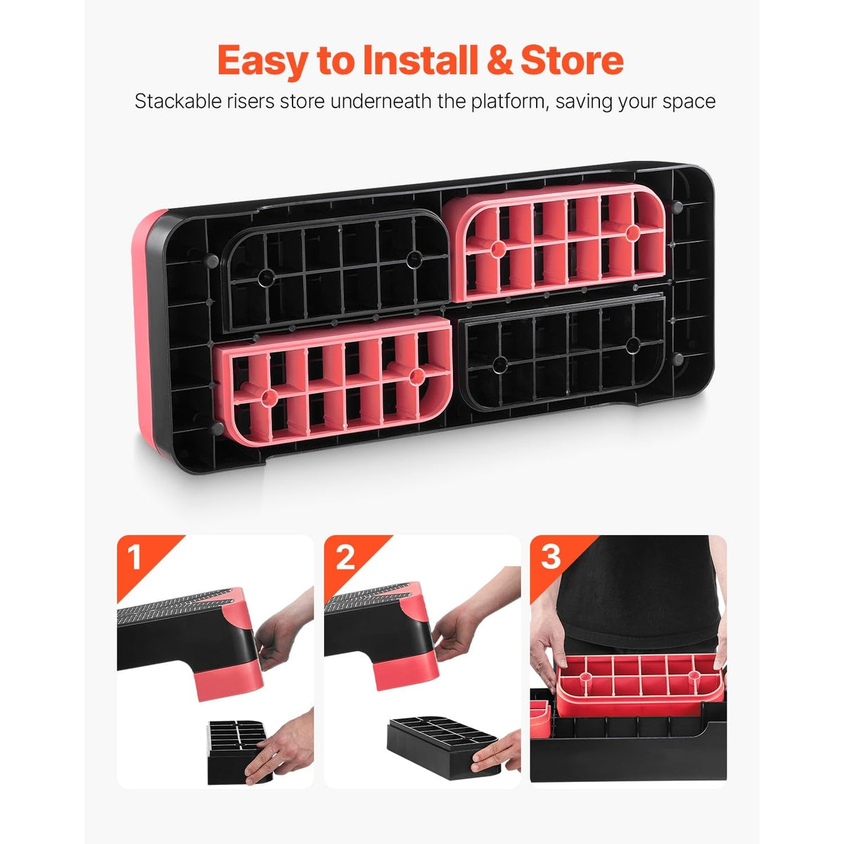 Adjustable Non Slip Aerobic Step Platform with 4 Risers Y848