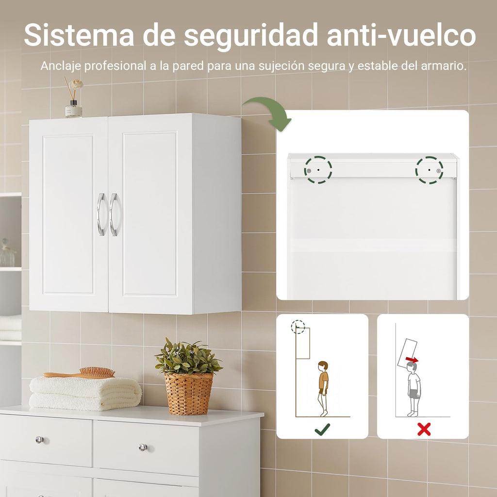 White Wall Storage Cabinet with Adjustable Shelf S494128