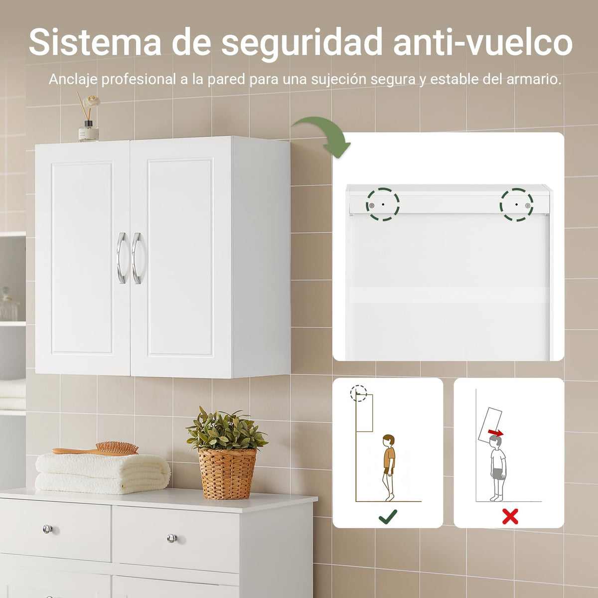 White Wall Storage Cabinet with Adjustable Shelf S494128