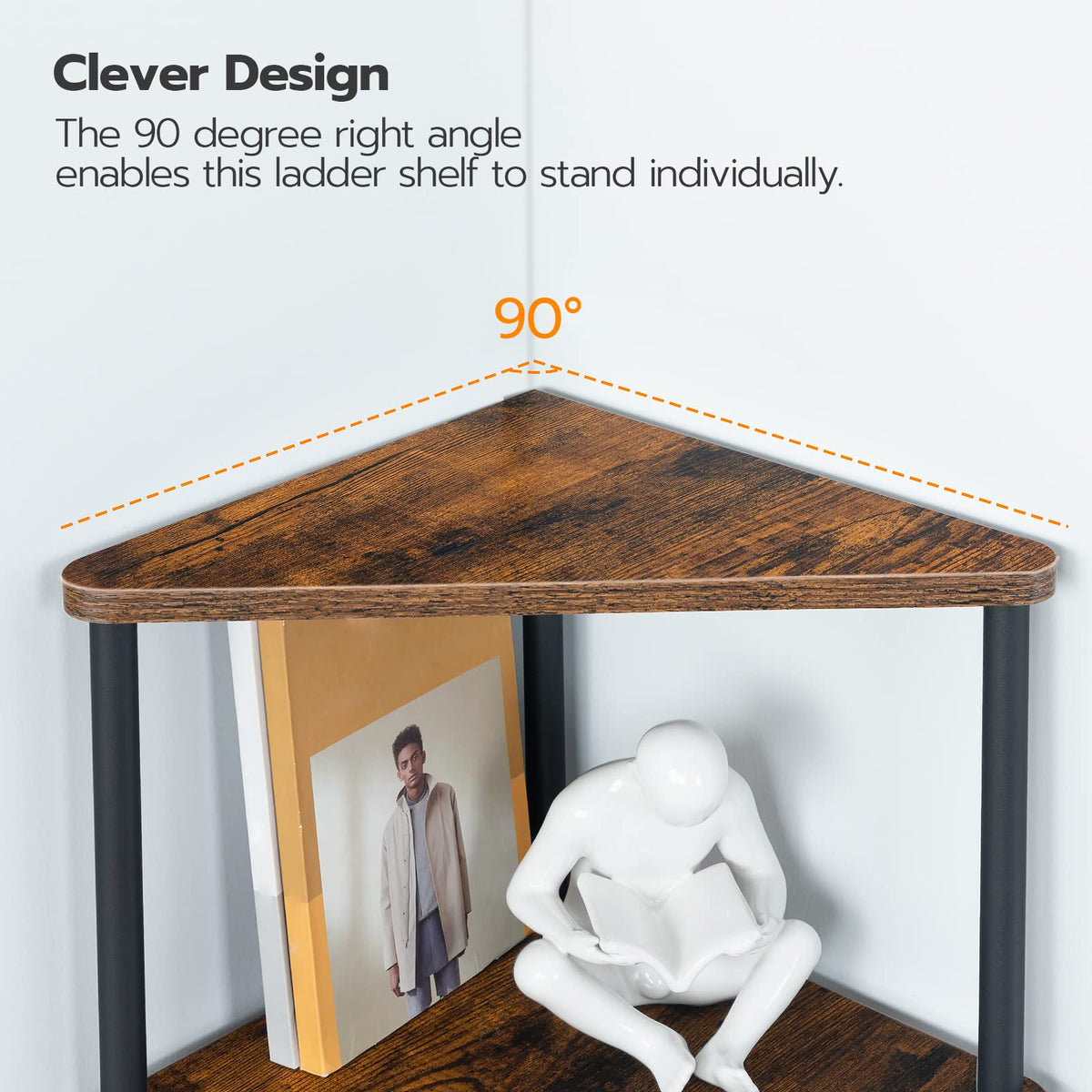 5-Tier Corner Bookshelf with Metal Frame L221388