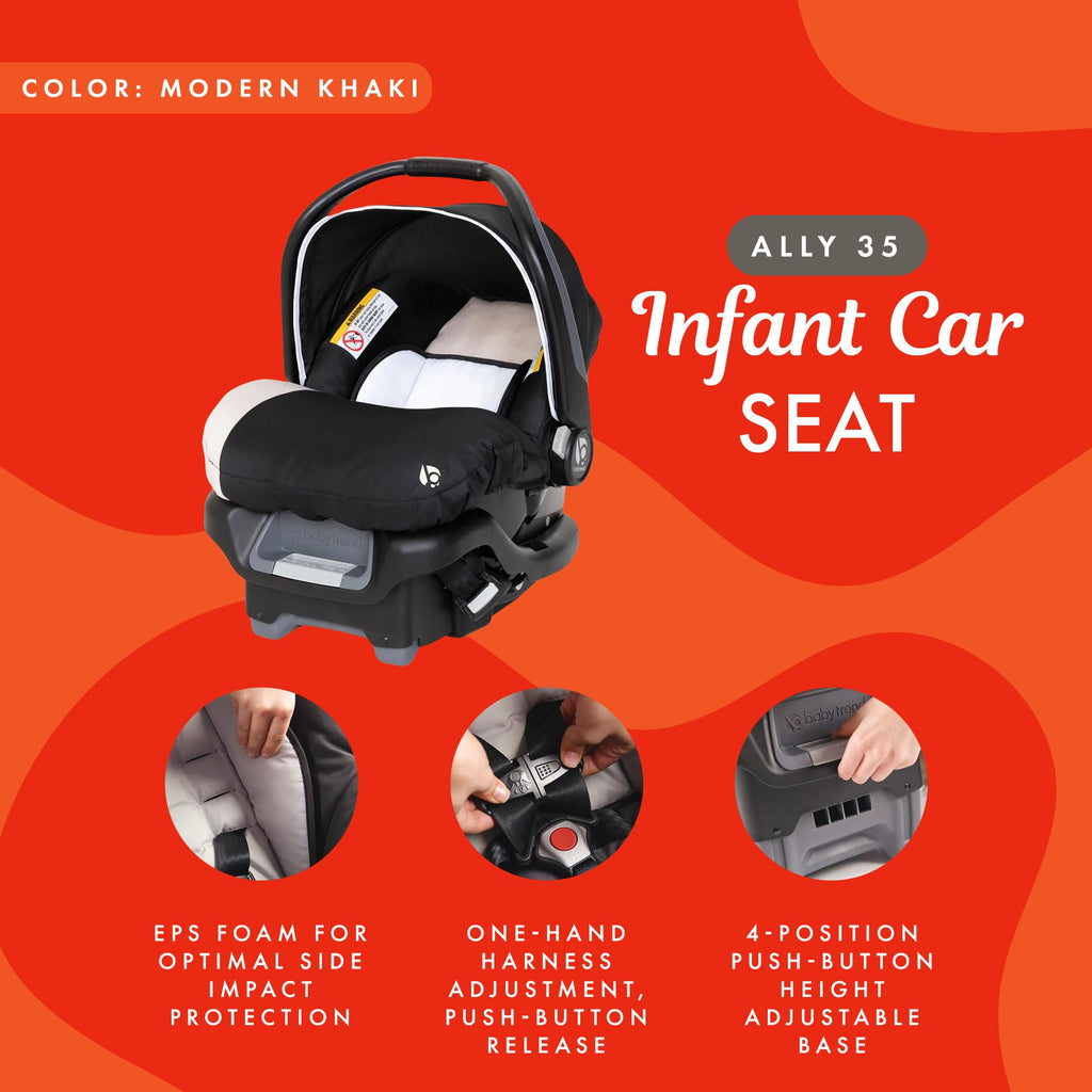 Khaki Infant Car Seat with Cover and Harness L4301