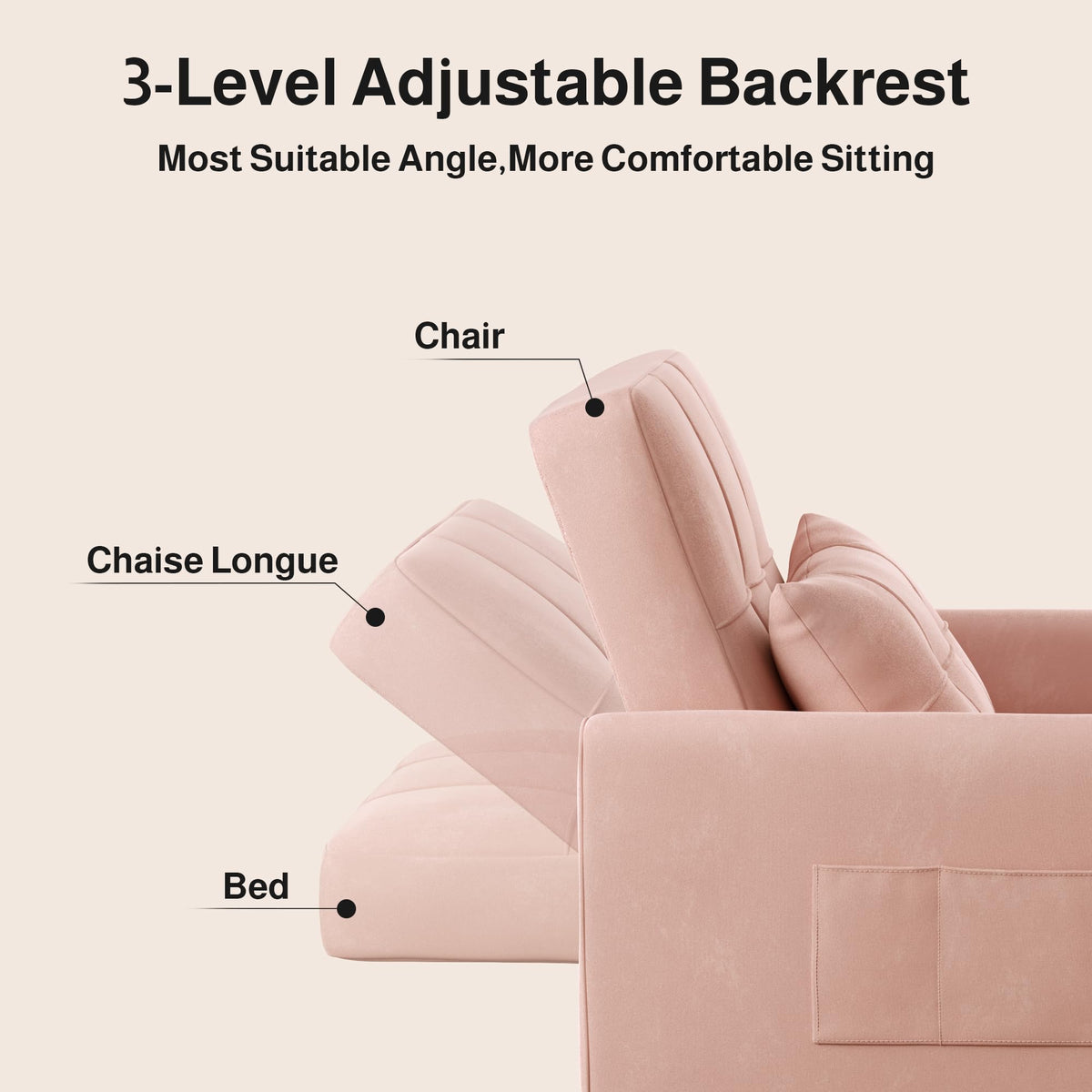 Pink Convertible Sleeper Chair Sofa Bed Z266413