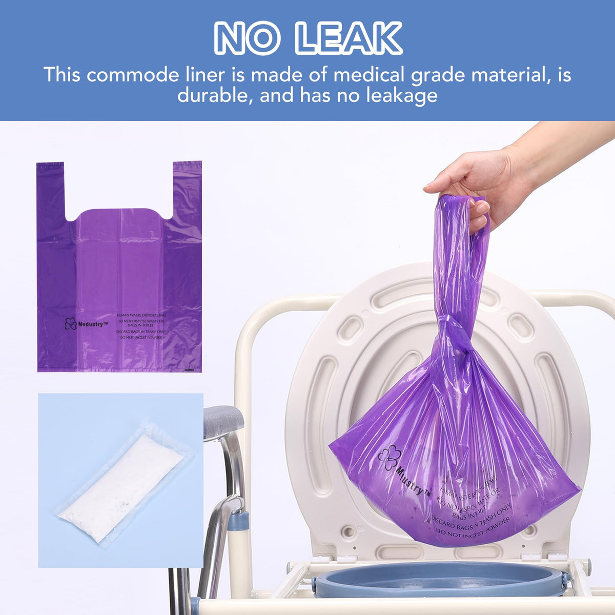 Commode Liners 60 Pack with Absorbent Powder Packs E579976