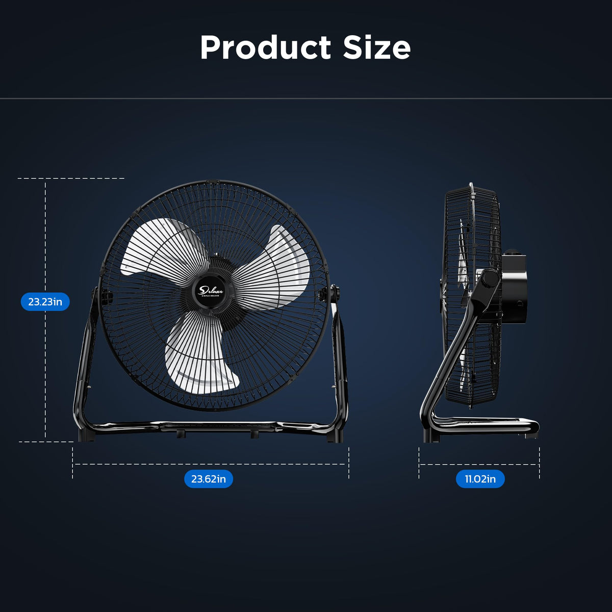 20 Inch 3-Speed High Velocity Metal Industrial Floor Fan P7388