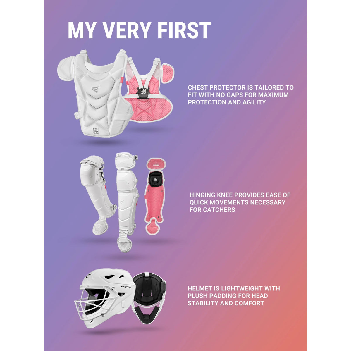 Youth Softball Catcher's Set with Helmet, Leg Guards & Chest Protector L160