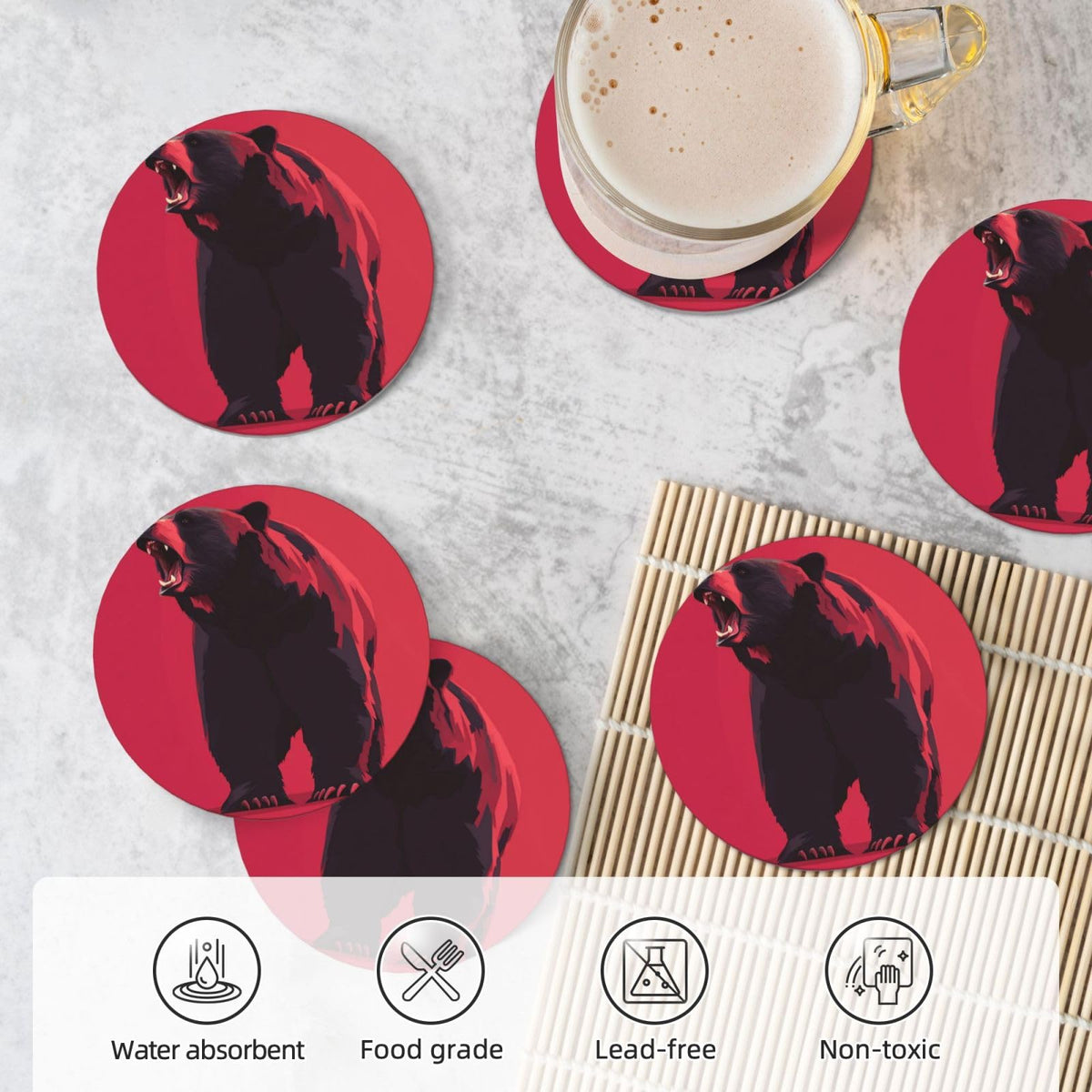Ceramic Coasters with Holder Set of 6 D725113
