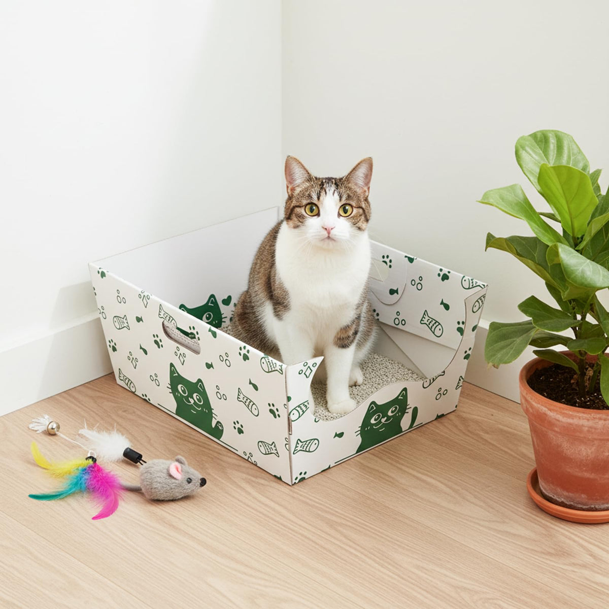 8 Pack Disposable Cat Litter Box with Scoop F878357