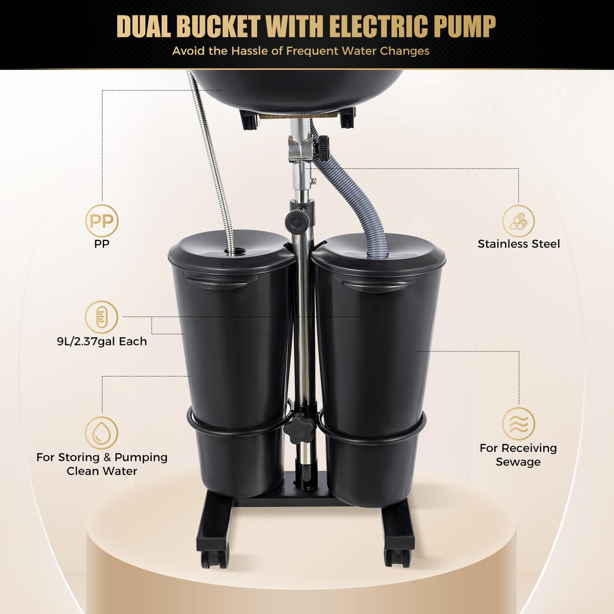 Portable Shampoo Bowl with Electric Pump U87351