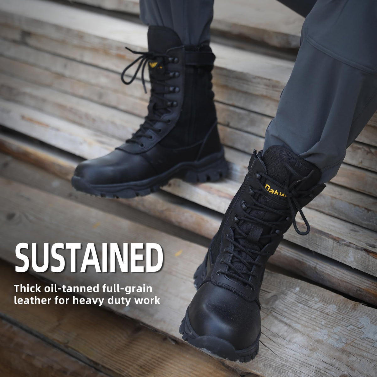 Tactical Boots Steel Toe Side Zipper 8 inches H9486