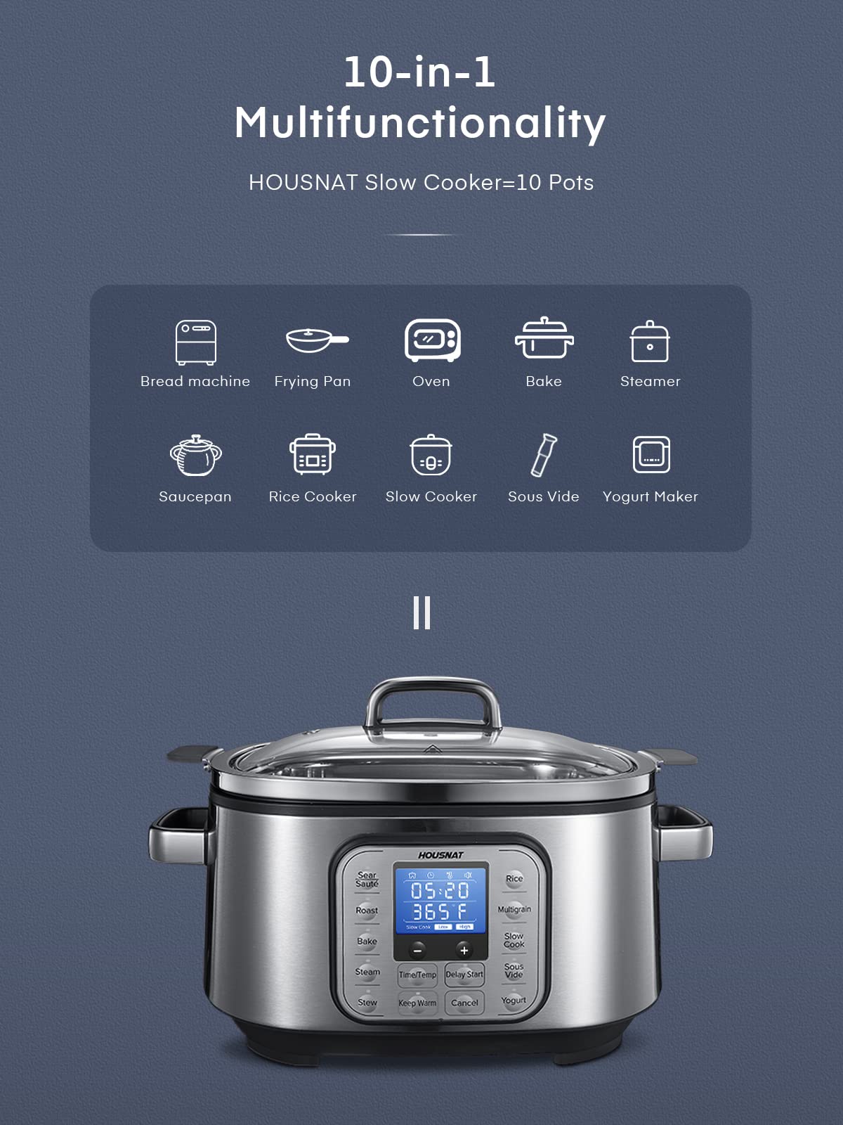 6 Quart Programmable Stainless Steel Slow Cooker E102