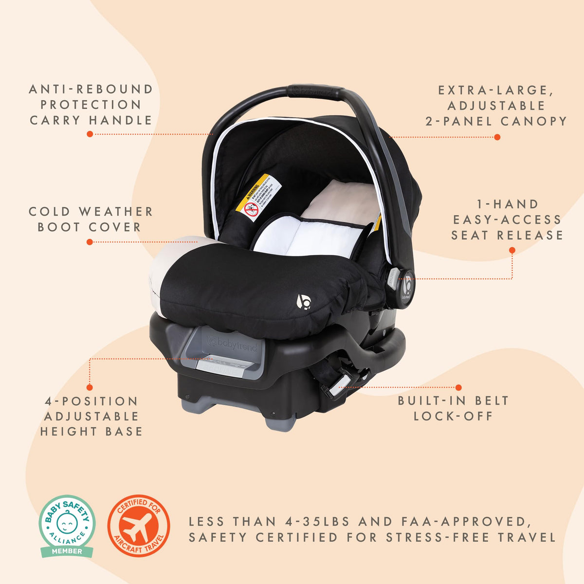 Khaki Infant Car Seat with Cover and Harness L4301