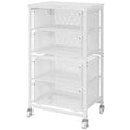 White 4 Drawer Rolling Storage Cart with Wooden Top L417