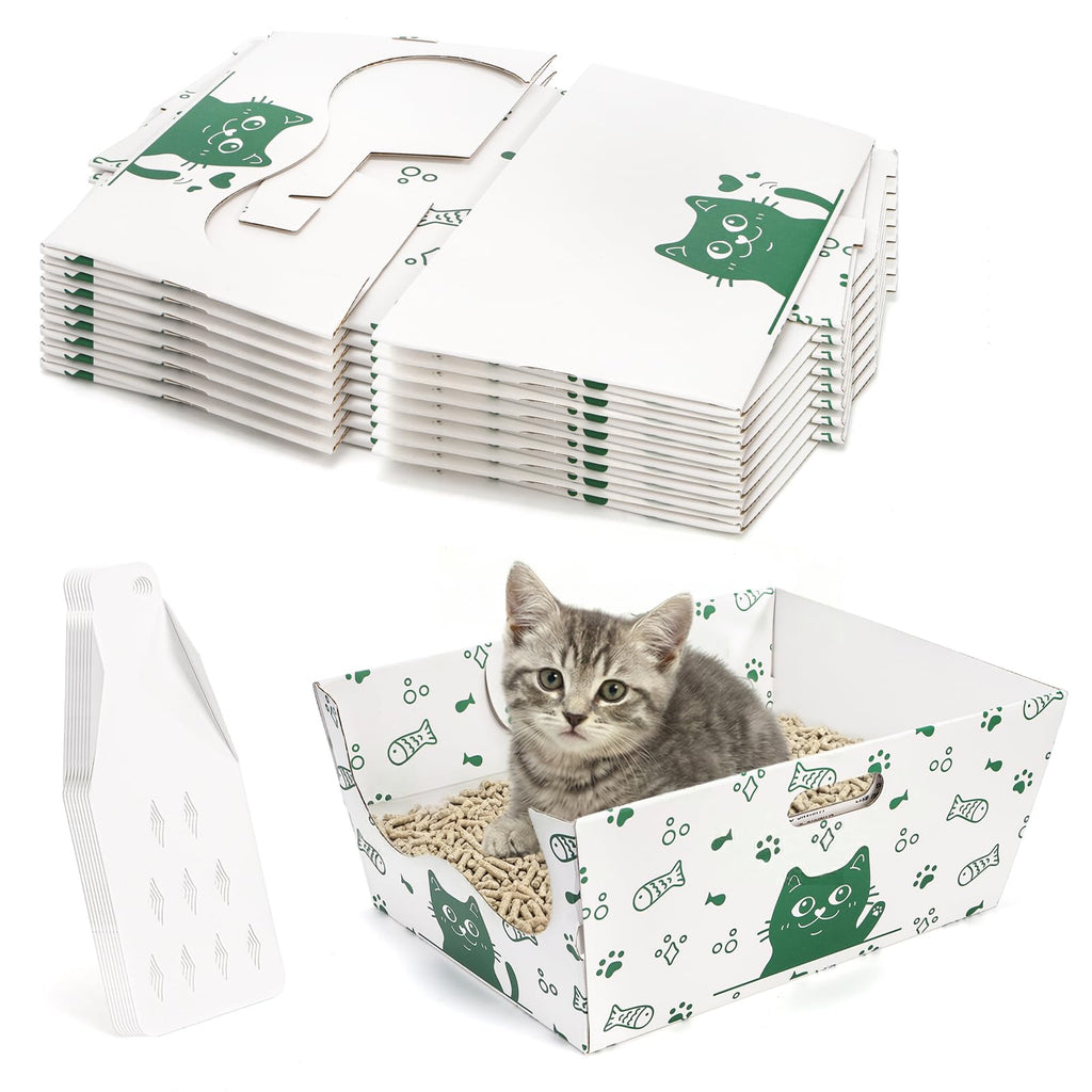 8 Pack Disposable Cat Litter Box with Scoop F878357