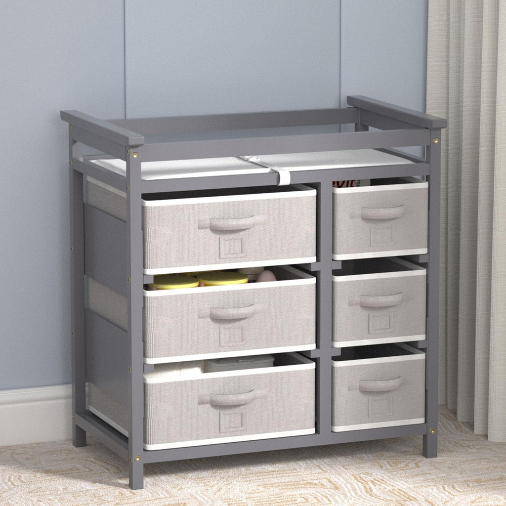 Baby Changing Table with 6 Drawers Storage Station J33874