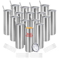 16 Pack 20oz Stainless Steel Insulated Tumblers with Lid and Straw J826