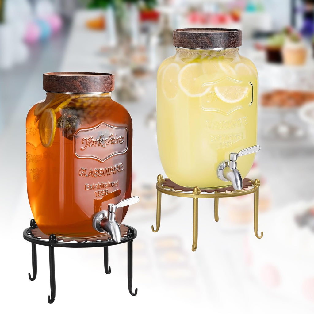 Black Metal Beverage Dispenser Stand, Max Diameter 8" Q3869