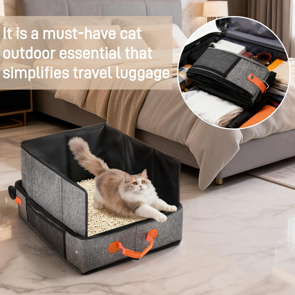 Portable Foldable Cat Litter Box with Lid & Scoop & Bowl G1734