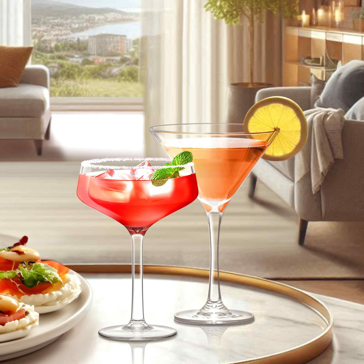 10-Ounce Plastic Martini Glasses Set of 6, Reusable, BPA-Free, Shatter-Proof, Dishwasher-Safe G442