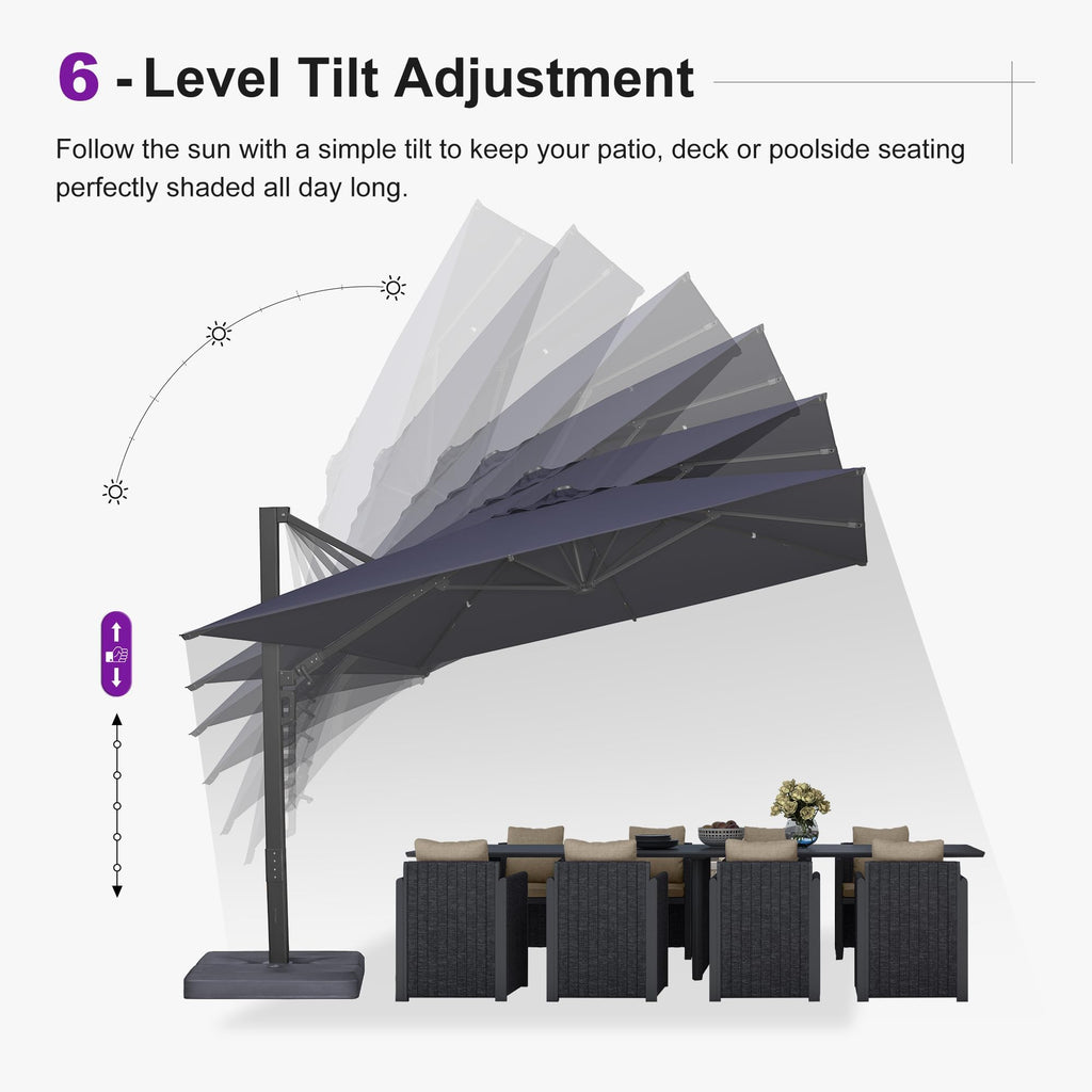 10' x 13' Navy Blue Patio Umbrella with Base F61361