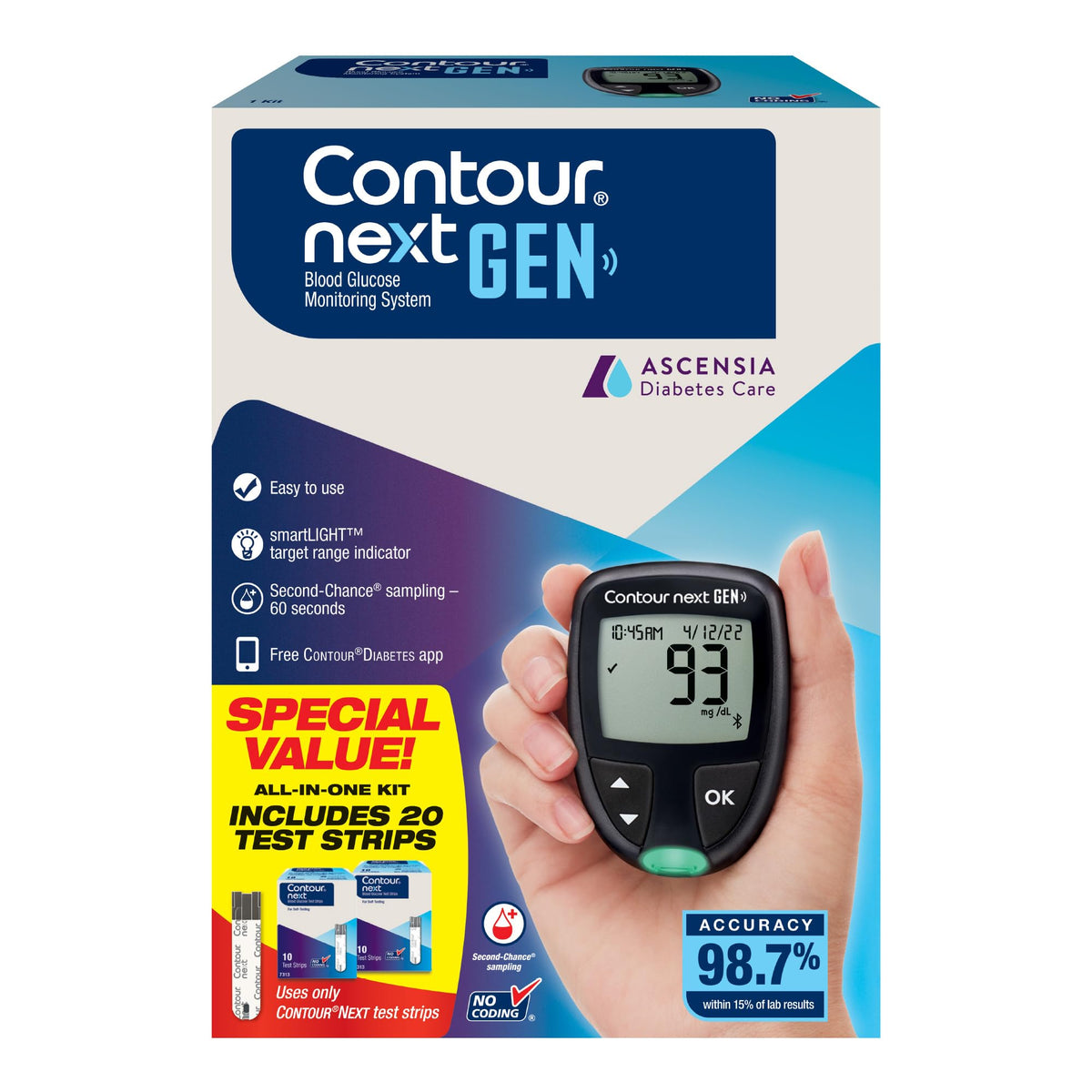Blood Glucose Monitor Kit + 20 Strips E34615