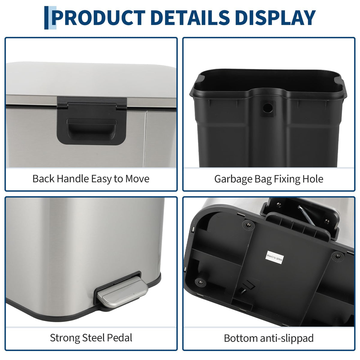 13.2 gal Stainless Steel Step Trash Can U614661
