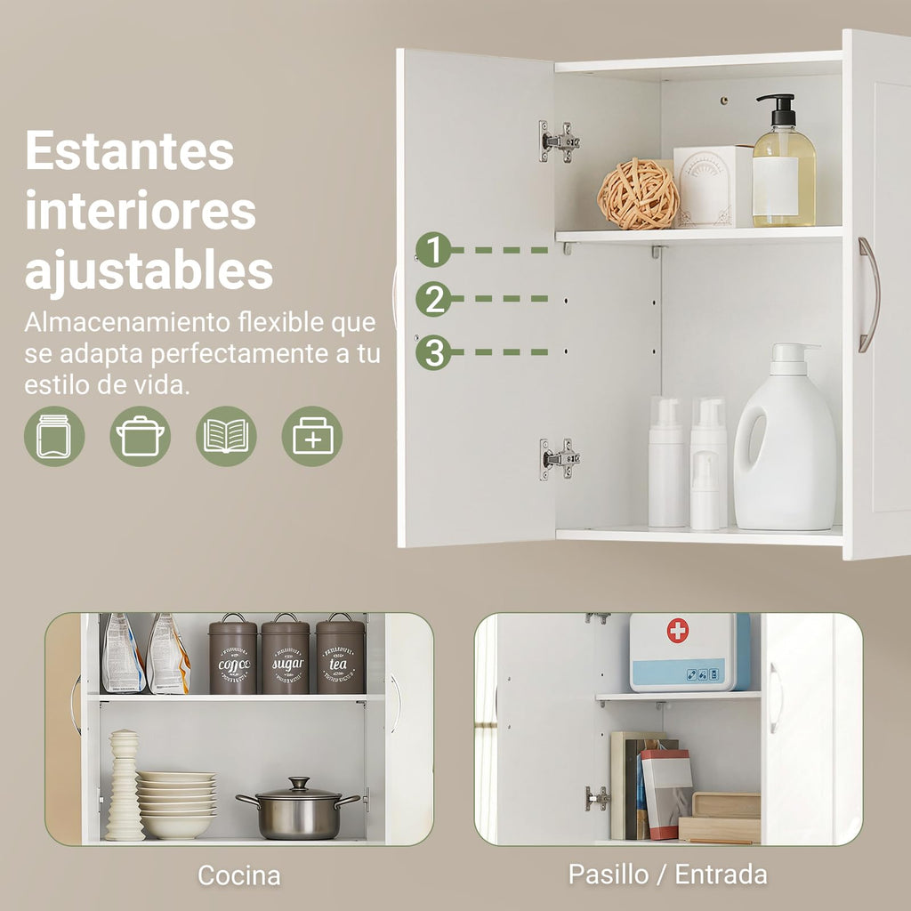 White Wall Storage Cabinet with Adjustable Shelf S494128
