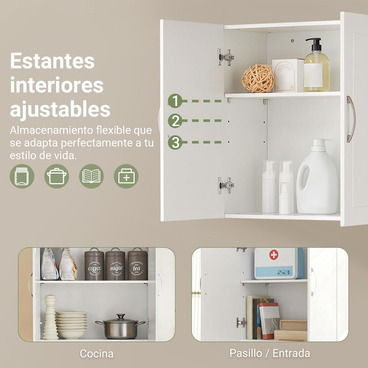 White Wall Storage Cabinet with Adjustable Shelf S494128