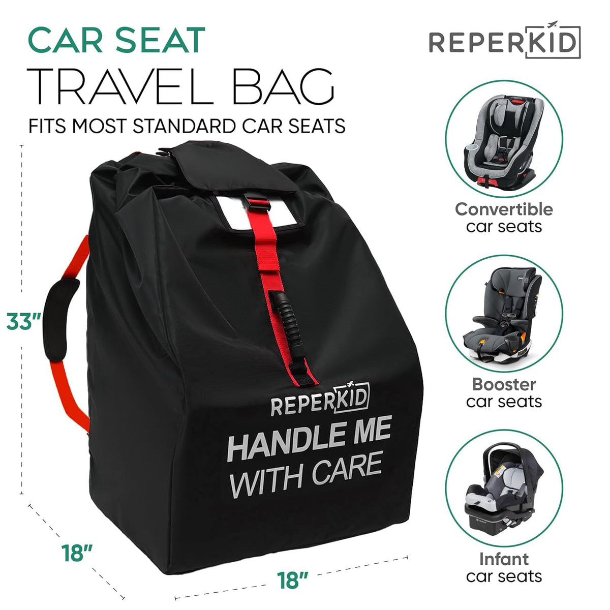 Car Seat Travel Bag with Backpack Straps Y330622