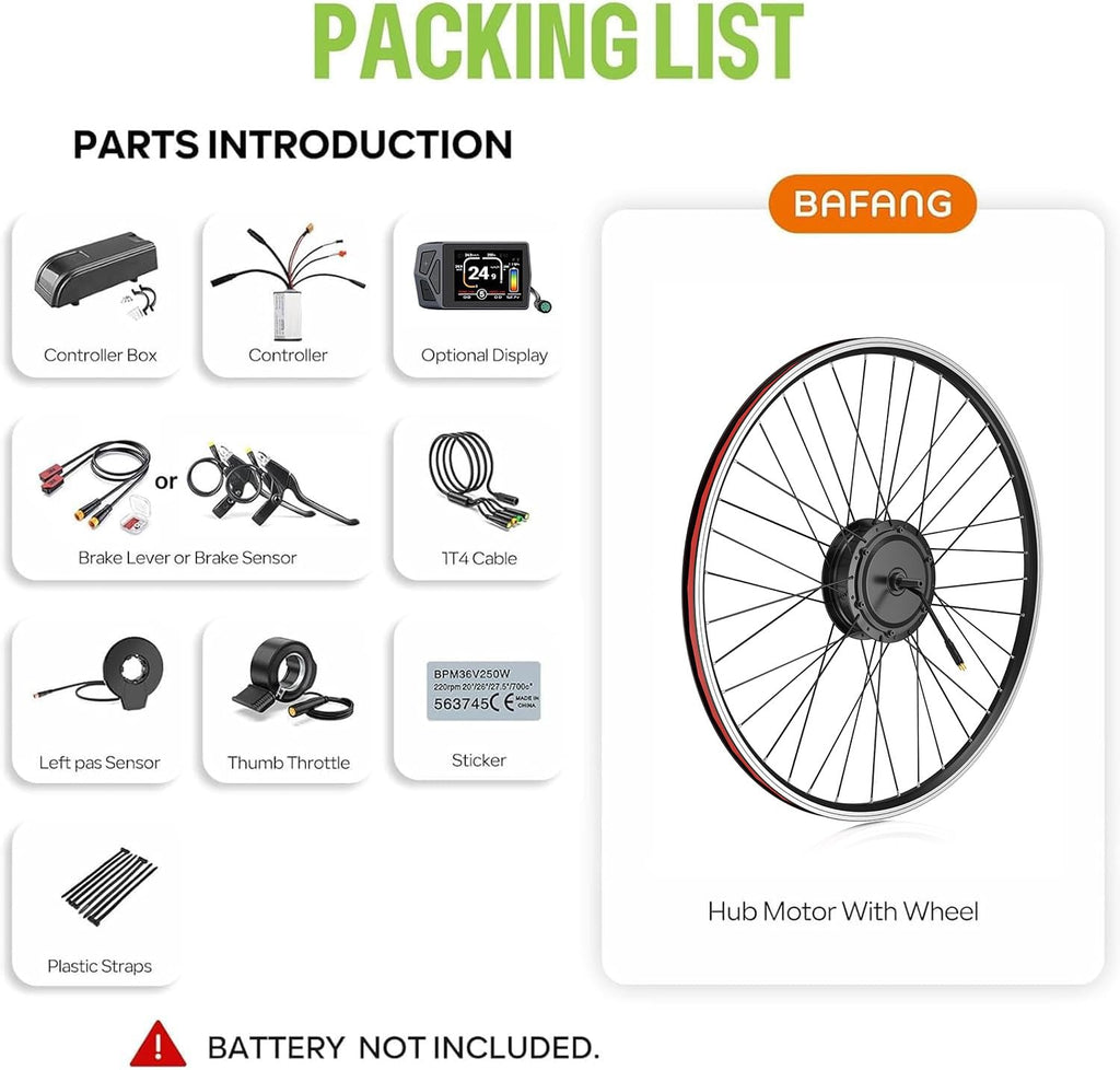 48V 500W Front Wheel Hub Motor Ebike Conversion Kit with Battery H755