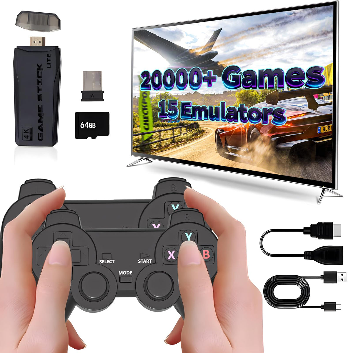 Retro Game Console with 2.4G Wireless Controllers D352