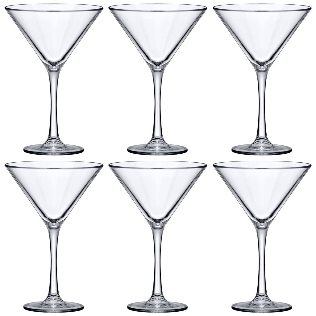 10-Ounce Plastic Martini Glasses Set of 6, Reusable, BPA-Free, Shatter-Proof, Dishwasher-Safe G442