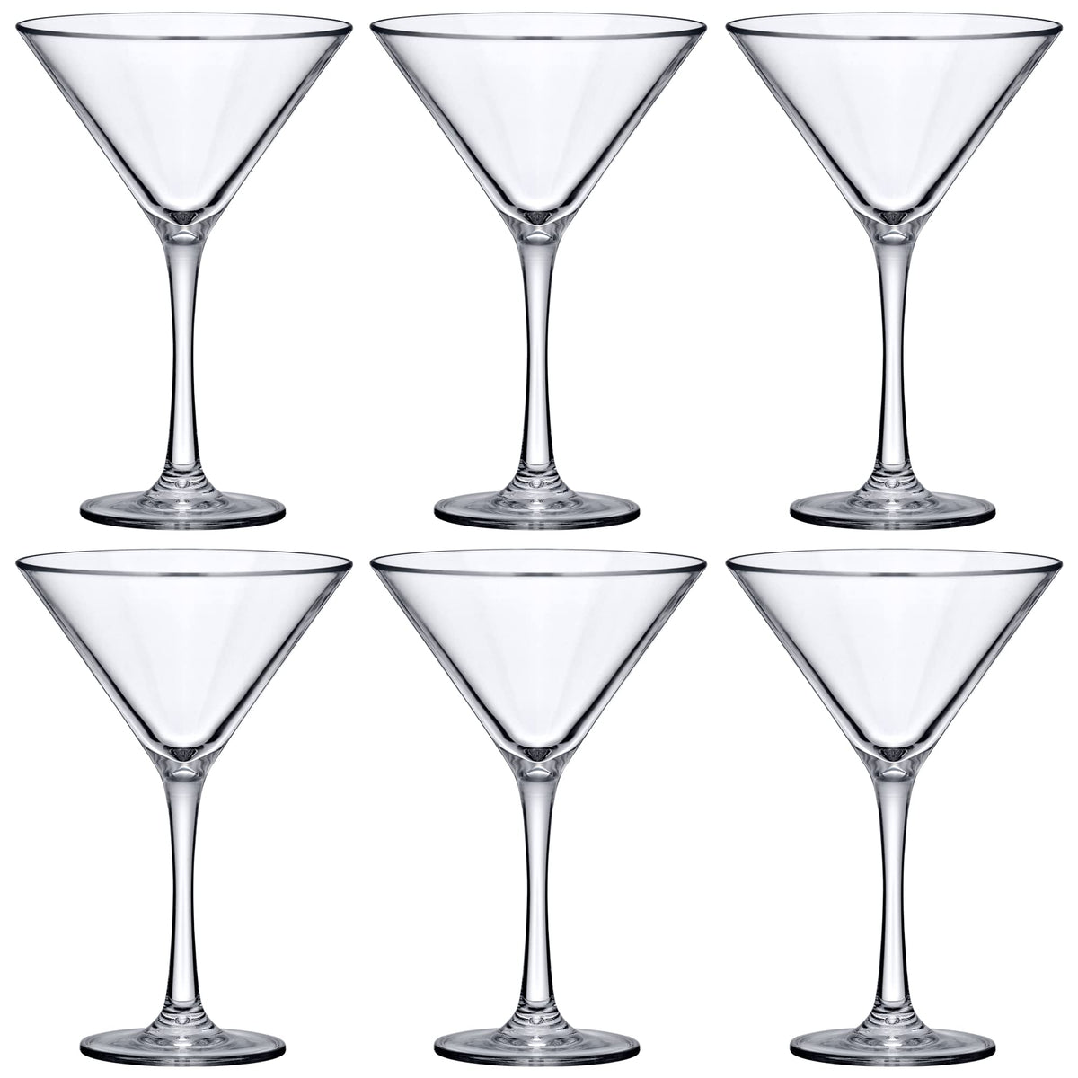 10-Ounce Plastic Martini Glasses Set of 6, Reusable, BPA-Free, Shatter-Proof, Dishwasher-Safe G442