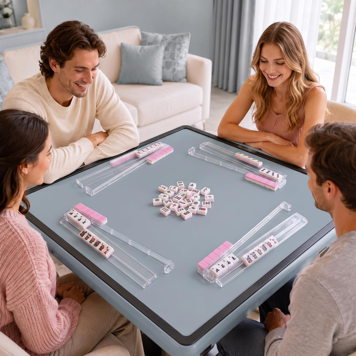 Clear Mahjong Racks with Pushers, 4-Pack Y822
