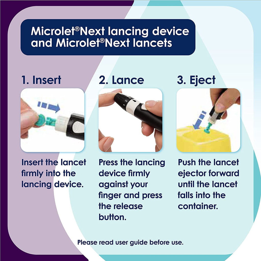 Colored Lancets 100 Each Pack of 2 with Lancing Device T570
