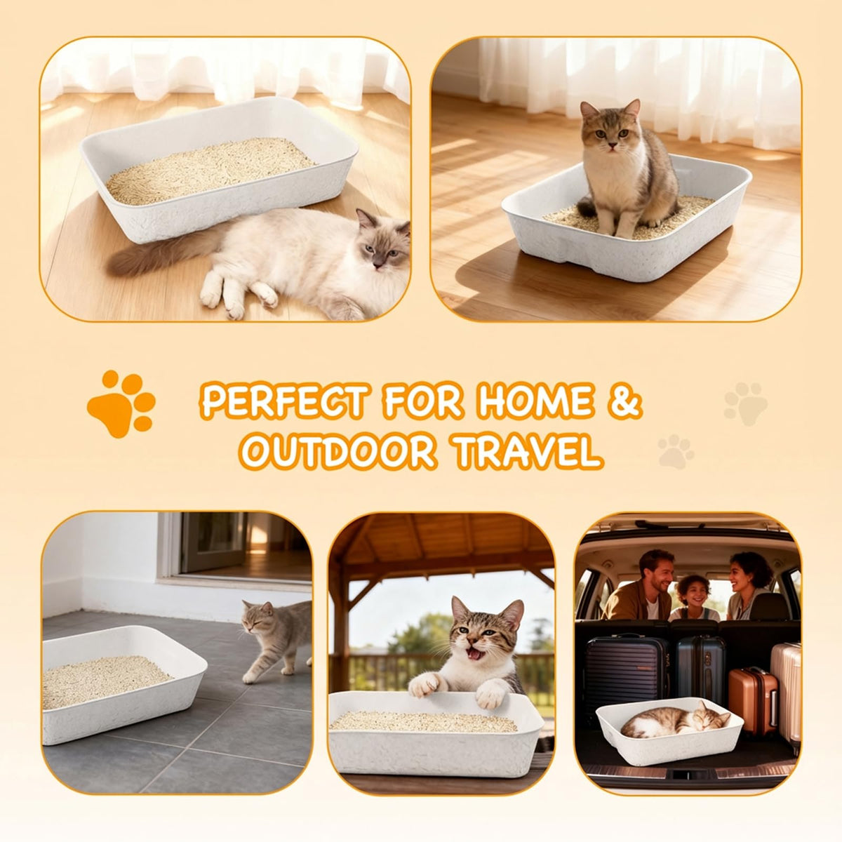 Disposable Cat Litter Boxes White Large 6-Pack G946