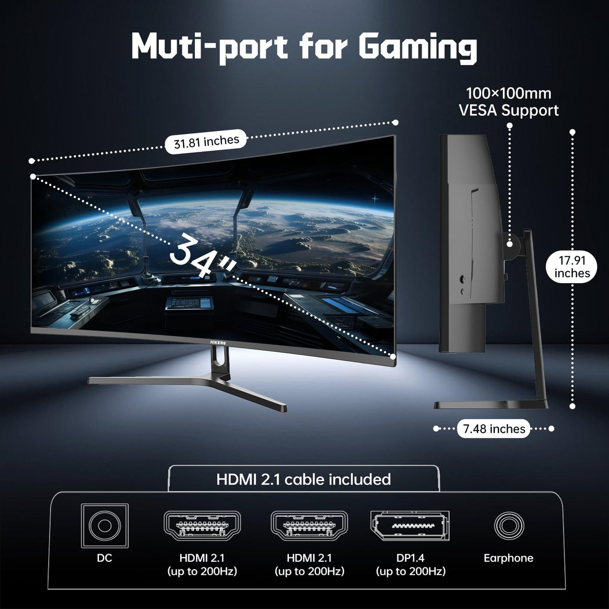 34 Inch Curved Gaming Monitor UWQHD 200Hz D882684