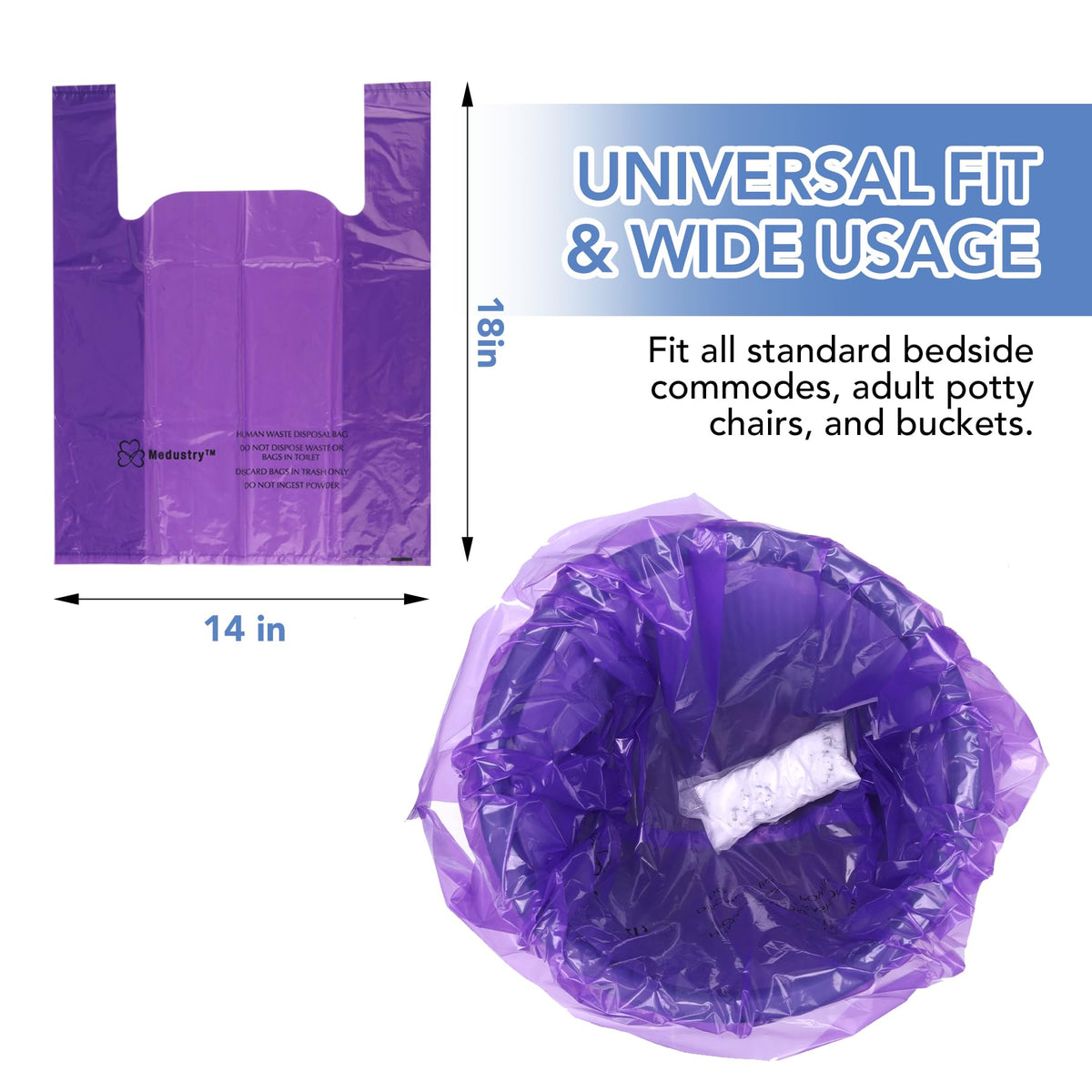 Commode Liners 60 Pack with Absorbent Powder Packs E579976