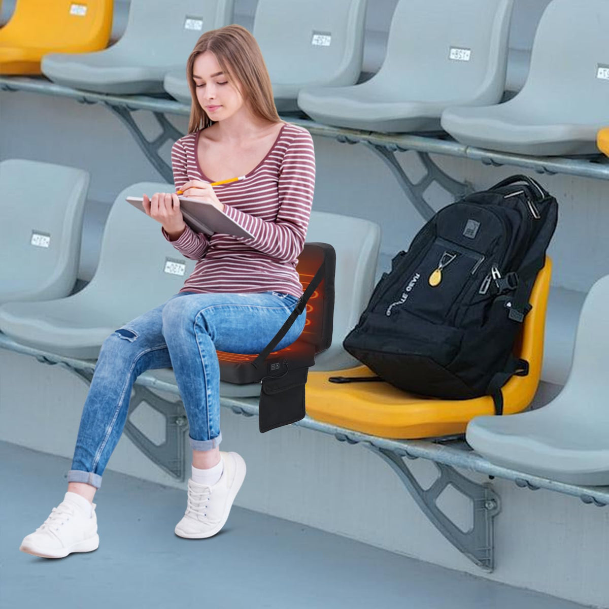 Heated Stadium Seat Cushion with Back 2 Pack S3668