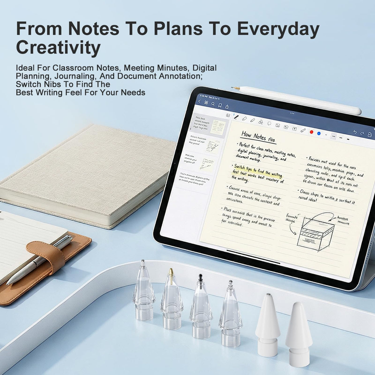 6 Pack White Pencil Tips for Apple Pencil J3905