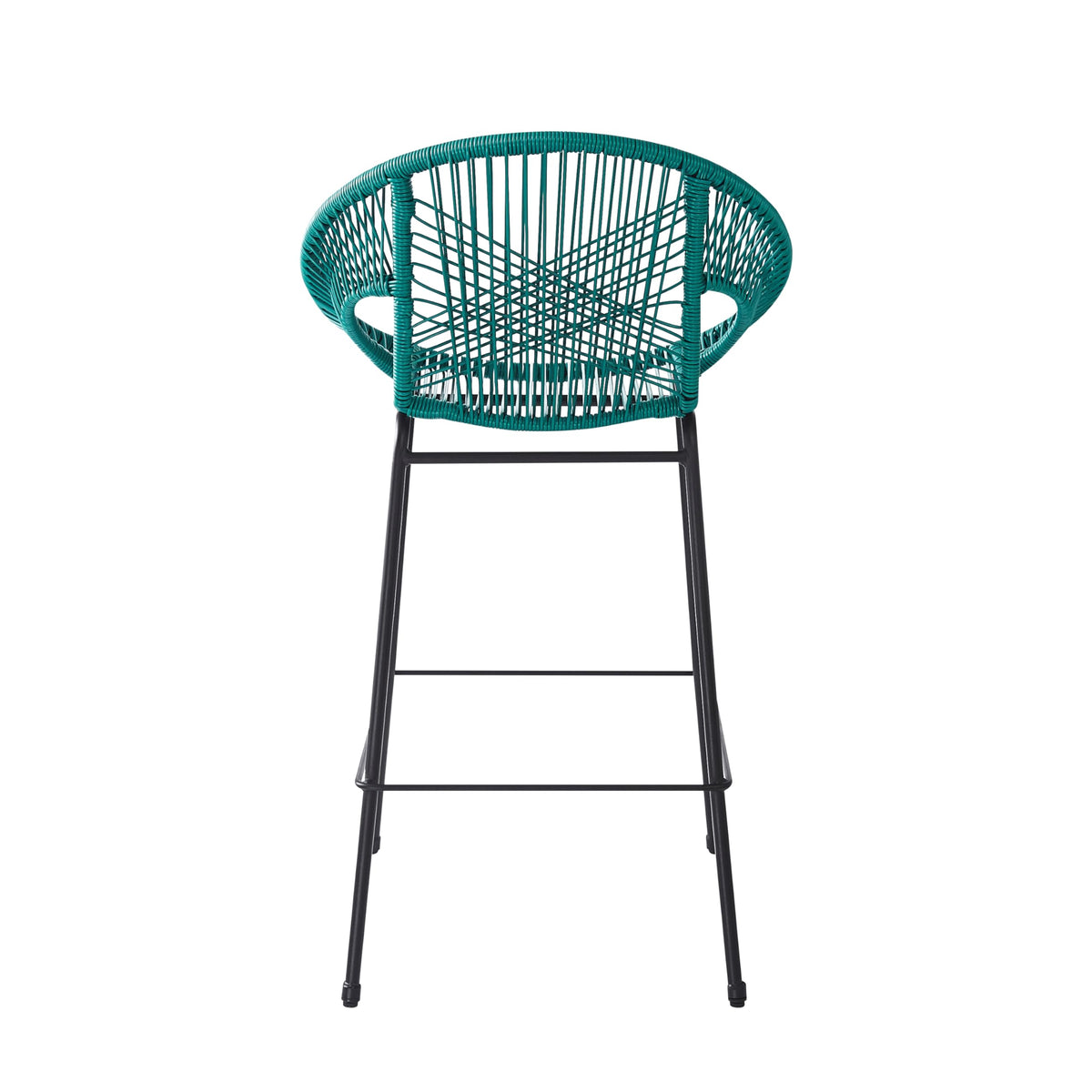 Teal Faux Wicker Outdoor Bar Stool Set of 2 F1061