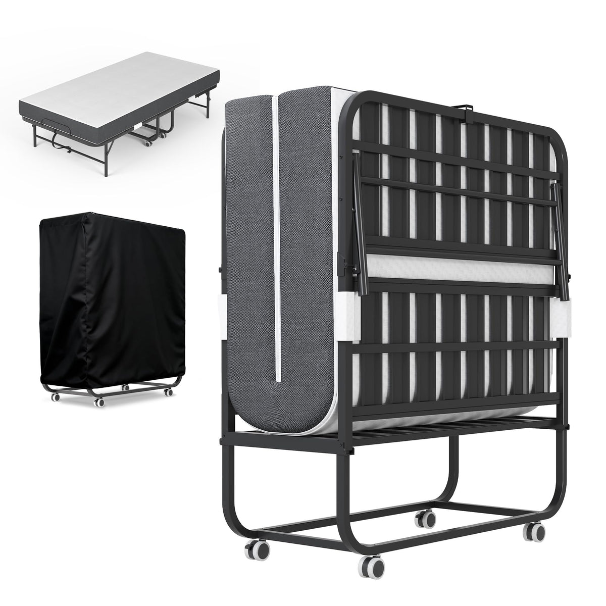 Folding Bed with Mattress, 5-Inch Memory Foam, 500lbs Capacity, Metal Frame T99698