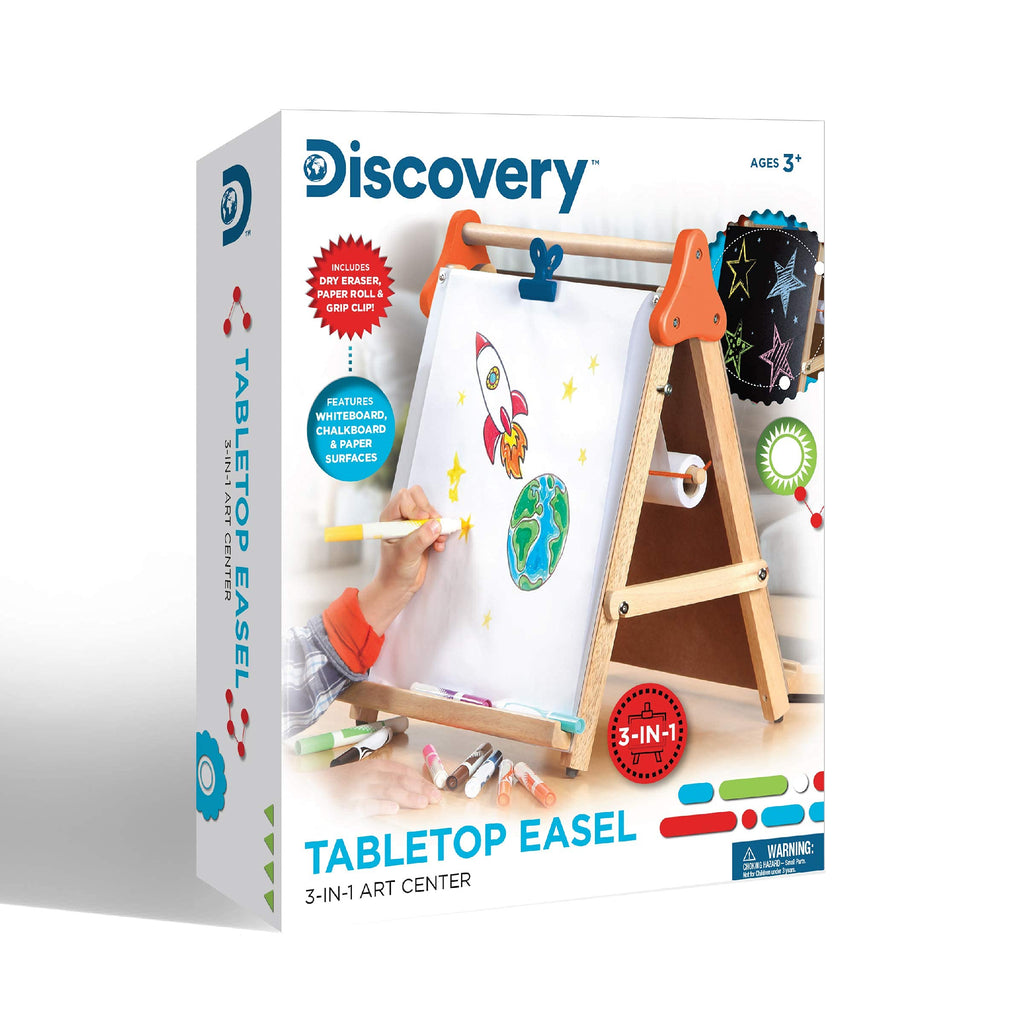 3-in-1 Tabletop Dry Erase Chalkboard Art Easel with Paper Roll P389
