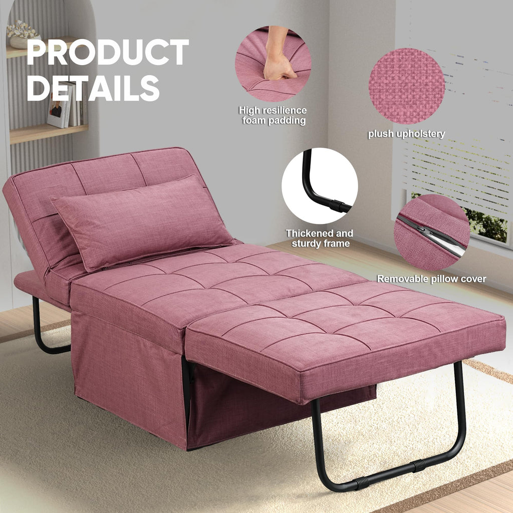 Pink Convertible Sofa Bed C8838