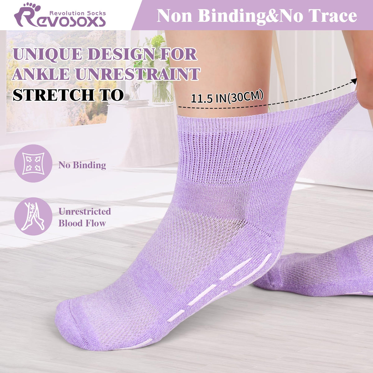 Non Slip Seamless Diabetic Ankle Socks 5 Pairs H97982