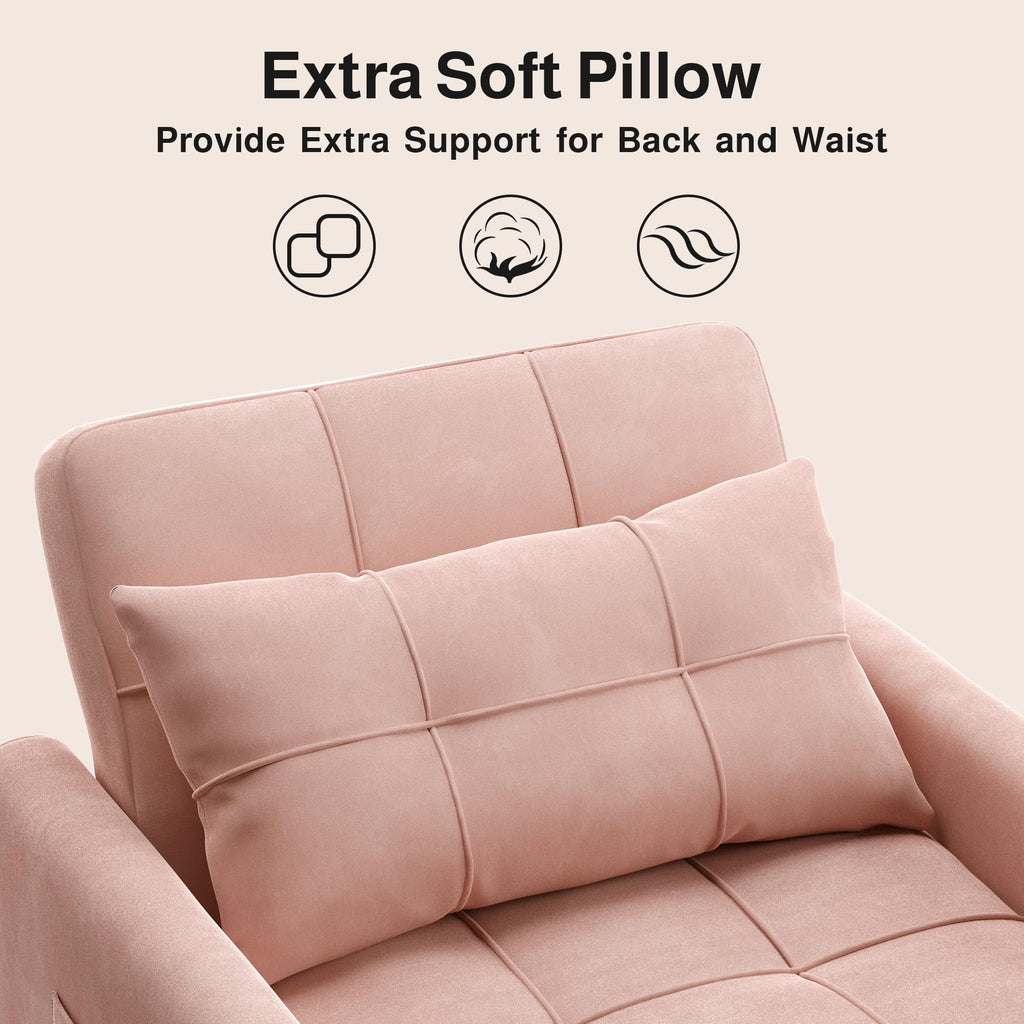 Pink Convertible Sleeper Chair Sofa Bed Z266413