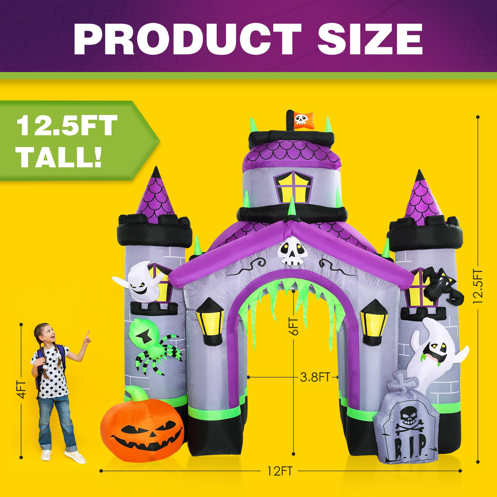 Giant 12.5 FT Halloween Inflatables Archway Outdoor Decorations R9957