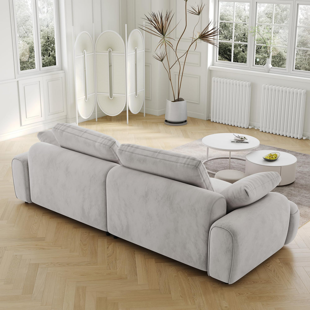 Light Gray Velvet Upholstered Sofa Bed U557